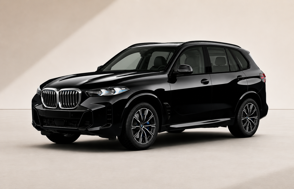 Black BMW SUV on a beige background with 5 year ceramic coating from element care melbourne