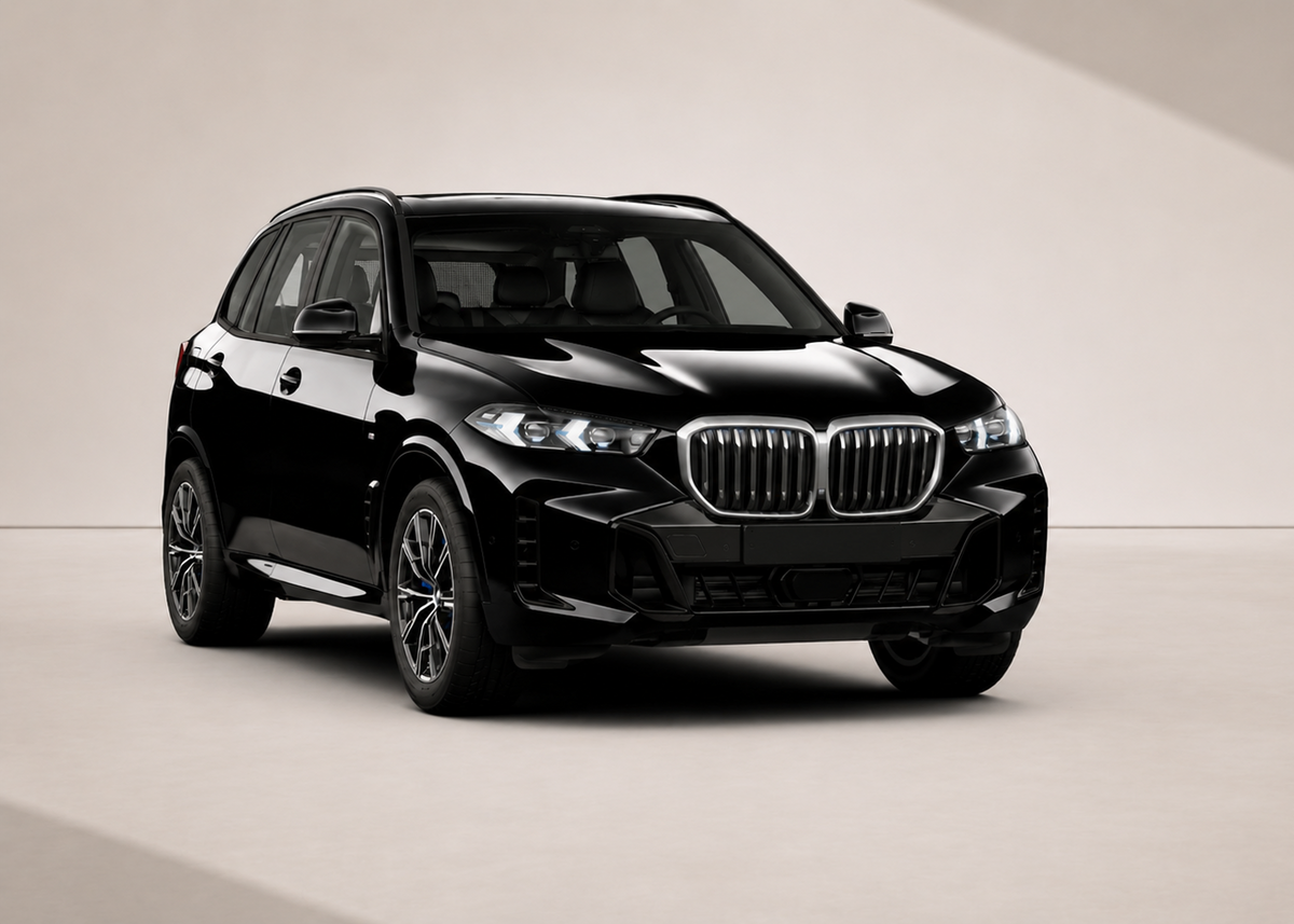 Black BMW SUV on a neutral background