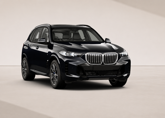 Black BMW SUV on a beige background
