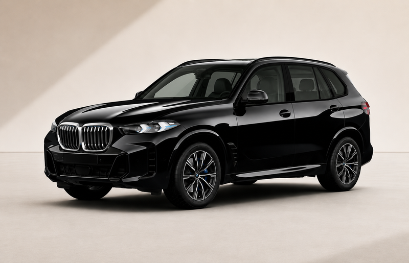 Black BMW SUV on a beige background with 5 year ceramic coating from element care melbourne