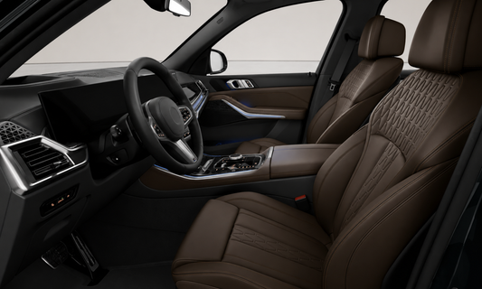 Car interior with brown leather seats and dashboard. Interior detail from element care melbourne
